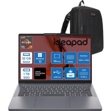 Lenovo Ideapad Slim 3 14ARP10 Amd Ryzen 7 170 32GB Ddr5 1tb SSD Radeon™ 680M Graphics 14" Wuxga (1920X1200) IPS 300NITS WIN11PRO Taşınabilir Bilgisayar 83K6006JTRP13+ZETTAÇANTA