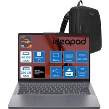 Lenovo Ideapad Slim 3 14ARP10 Amd Ryzen 7 170 40GB Ddr5 256GB SSD Radeon™ 680M Graphics 14" Wuxga (1920X1200) IPS 300NITS WIN11PRO Taşınabilir Bilgisayar 83K6006JTRP16+ZETTAÇANTA