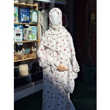 Nurul Kisve Müslin Namaz Elbisesi ve Başörtüsü Çiçekli