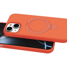 Apple iPhone 15 Plus Regal Magsafe Standlı Kapak - Turuncu Nemere