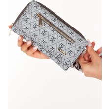 Newish Polo Kadın Deri Desenli Telefon Kağıt Para Bölmeli Kartlık ve Cüzdan NEWPOLO216 - Gri