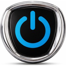 Mega Oto Market Mavi Power Logo Metal Araç Amblemi 3D Krom Çerçeveli Oto Panjur Bagaj Arması Universal