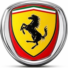 Mega Oto Market Ferrari 8x8 cm 3D Metal Krom Oto Amblem Panjur Bagaj Arması Universal Araç Logosu