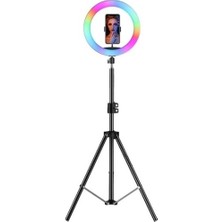 Asfal RGB 10 inç Çok Renkli LED Işık Tripod 210 cm Ayarlanabilir Yükseklik ile Selfie Çubuğu