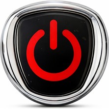 Mega Oto Market Kırmızı Power Logo Metal Araç Amblemi 3D Krom Çerçeveli Oto Panjur Bagaj Arması Universal(Siyah Zemin – Krom Çerçeve)