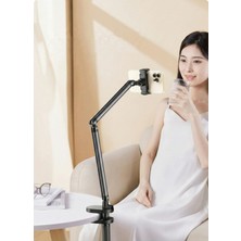 Jopree Alüminyum Ayarlanabilir Masa Kelepçeli Telefon Tutucu Stand 58CM Yükseklik 360° Döner Başlık Sallanmaz Mekanik Kol Tablet Uyumlu Ergonomik Masaüstü Telefon Standı | CT09