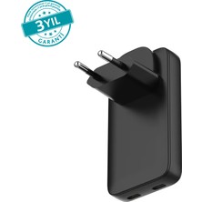 Ttec Smartcharger Trio Gan 65W Pd Avrupa-Ingiltere-Amerika/Avustralya Uluslararası İnce Tasarımlı Seyahat Şarj Kiti Siyah 2SCG06S