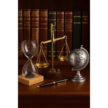 Home Dekor Hediye Ofisinize Dekoratif 3’lü Masa Seti adalet Terazisi gri Metal Dünya Küre manyetik Kum Saati Hediyeset