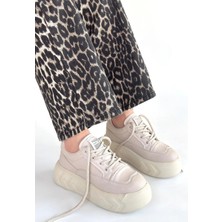 Emwa Bej Cilt Bağcıklı Spor Ayakkabı