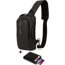 Newish Polo Erkek Deri Mekanizmalı Cüzdan ve USB Çıkışlı Çapraz Askılı Omuz ve Bel Çantası NEWPOLO222 - Siyah