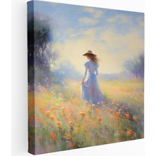 Popcas Kadın Duvar Sanatı - Izlenimci Çayır Kanvas Tablo - Kadın Kanvas Tablo Rüya Gibi Atmosfer Çayır