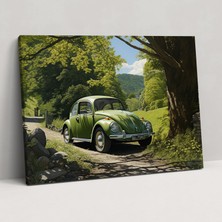 Popcas Kır Mekanlarına Uygun Volkswagen Beetle Duvar Süsü Gerçekçi Fotoğraf Tablosu