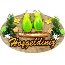 Akinco Yeşil Kuşlu Hoşgeldiniz Yazılı Kapı Süsü