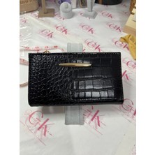 Kroko Dokulu Gold Detaylı Lüx Görünümlü Cüzdan