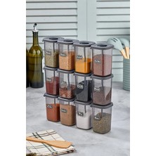 Hess 12'li 450ML Kilitlenebilir Kapaklı Kendinden Kaşıklı Baharatlık Seti - 450ML - Etiket Hediyeli