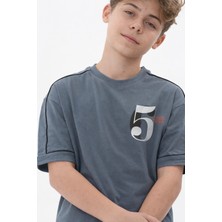 Haykids Erkek Çocuk Slate Mavi Grafik Baskılı T-Shirt ve Şort Seti – Nefes Alabilir, Rahat Yaz Takımı