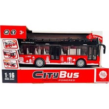 Scntoys Sesli ve Işıklı Şehir Otobüsü Kırmızı 1:16 Kırmızı Oyuncak Otobüs Sürtmeli Sesli Şehir Otobüsü 28 cm