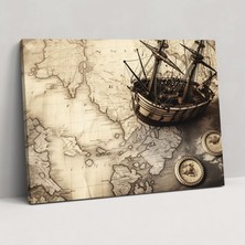 Popcas Zamanın Ötesinde Seyahat Kanvas Tablo - Seyahat Kanvas Duvar Sanatı Nostalji Vintage Fotoğraf