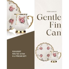 Mien Gentle 6’lı 90 ml Kahve Fincan Takımı – Gül Desenli Gold Detaylı Porselen Set