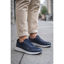 Oktay Kundura Sneaker Casual Günlük Rahat Ortopedik B2026 Lacivert Deri Erkek Ayakkabı