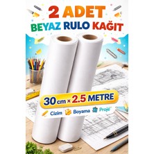 Haydi Dekor 2 Adet Beyaz Rulo Kağıt 30 cm x 2.5 Metre – Çok Amaçlı Çizim, Eskiz ve Proje Kağıdı | Mimarlık & Çocuk Aktivite Rulosu