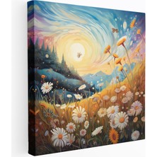 Popcas Vahşi Çiçek Duvar Sanatı - Taç Yaprakların Dansı - Vahşi Çiçek Masalsı Illüstrasyon Büyülü Manzara Kanvas Duvar Sanatı