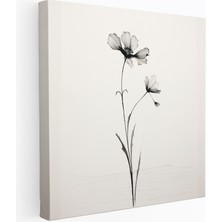 Popcas Vahşi Çiçek Kanvas Tablo - Ev Dekorasyonu Minimalist Siyah ve Beyaz Eskiz Duvar Dekorasyonu