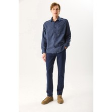 Vena Erkek Richard Slim Fit 5 Cep Parça Boya Pantolon - Lacivert