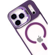  Apple iPhone 17 Pro Max Remim Lensli Magsafe Standlı Kapak - Derin Mor Nemere