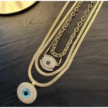Bimia Evil Eye 4'lü Çelik Kolye Seti