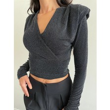 Mersi Simli Kruvaze Crop