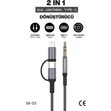 Sprange Sr-03 2 In1 Type-C / Lightning  3.5 mm Aux Kablosu