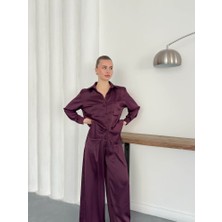 Cemo Siyah Saten Uzun Kollu Gömlek