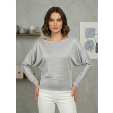 Mersi Kayık Yaka Bluz Gri