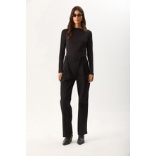 Vena Kadın Pilili Baggy Fit Pantolon - Siyah