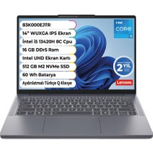 Lenovo Ideapad Slim 3 14IRH10 Intel Core I5 13620H 16 GB 512 GB SSD Freedos 14 Inç IPS 83K000EJTR