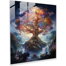Popcas Yaşam Ağacı Duvar Dekorasyonu - Fantezi Esinli Sanat Eseri - Kanvas Tablo Fantezi Esinli Sanat Eseri Duvar Dekorasyonu