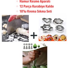 Cocoloco Home 3’lü Pasta Seti Hamur Kesme Aparatı, 10 Parça Krema Sıkma Seti, 12 Adet Kurabiye Kalıbı