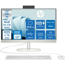 Hp 24 Intel Core Ultra 5 225U 4.8ghz 64GB Ddr5 4tb SSD Intel Graphics Freedos 23.8" IPS  Fhd All In One Bilgisayar D2VC2EAF30 + Zetta USB