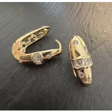 Gold Renk Taşlı Oval Xuping Küpe