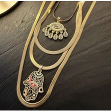 Bimia Hamsa Eye 4'lü Çelik Kolye Seti