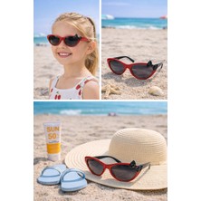 Optic Plus Çocuk Güneş Gözlüğü Fiyonk Detaylı Kedi Gözü Model 5235 Kırmızı