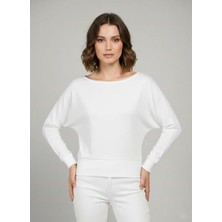 Mersi Kayık Yaka Bluz Beyaz