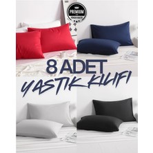 İz Home Touch Mix 2 | 8 Adet Pamuk Yastık Kılıfı Seti | Kapaklı Model | 50X70CM | Lacivert-Kırmızı-Siyah-Gri