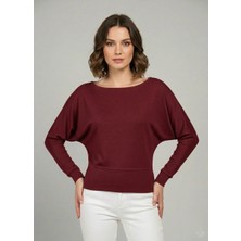 Mersi Kayık Yaka Bluz Mürdüm