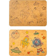 Tollihy Brinco Eğitici ve Eğlenceli Boyanabilir Doğal Ahşap Puzzle (Yapboz) - Yıldız Gezgini