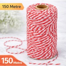 150 Metre Kırmızı Beyaz Paketleme Ipi- Hediye Paketleme Ipi-Marteniçka Ipi-1 Adet