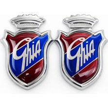 Mega Oto Market Ghia 3D Metal Krom Oto Amblem Panjur Bagaj Arması Çiftli Set Universal Yapıştırmalı