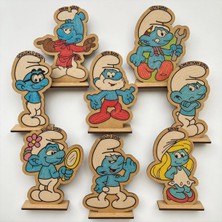 Tollihy Brinco Ahşap Şirinler Boyama Etkinliği - 8 Li Set (13 cm x 9 Cm)