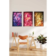 Dijidepo 3'lü Renkli Yaprak Desenli Duvar Folyo Yapışkanlı Dekoratif Sticker Seti - Uv Baskı